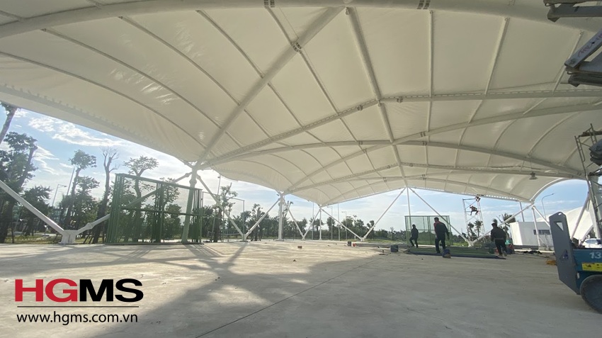 mái che sân Pickleball, mái che sân Pickleball PVDF, mái bạt căng Pickleball, mái che sân thể thao, mái che Pickleball Nghệ An, mái che sân Pickleball TP Vinh, bạt căng PVDF, HGMS mái che Pickleball.