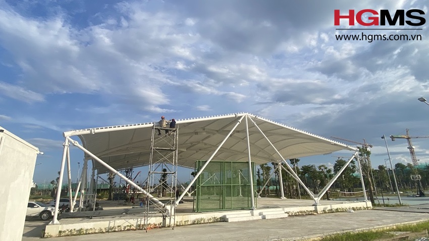 mái che sân Pickleball, mái che sân Pickleball PVDF, mái bạt căng Pickleball, mái che sân thể thao, mái che Pickleball Nghệ An, mái che sân Pickleball TP Vinh, bạt căng PVDF, HGMS mái che Pickleball.